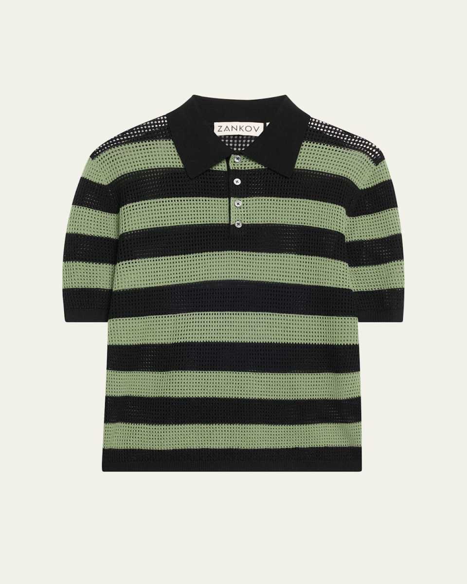 Luke Stripe Merino Wool Polo Top